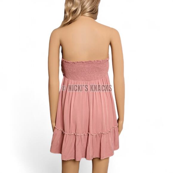 Strapless Mini Dress Dusty Rose Cottagecore Coquette Soft Girl Shein Size M - Picture 5 of 10